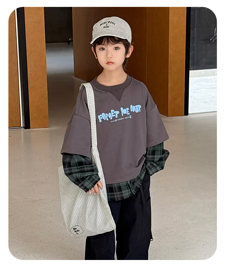 Two stylish and trendy Korean-style patchwork fake loose hoodie jackets for children and boys pic 15