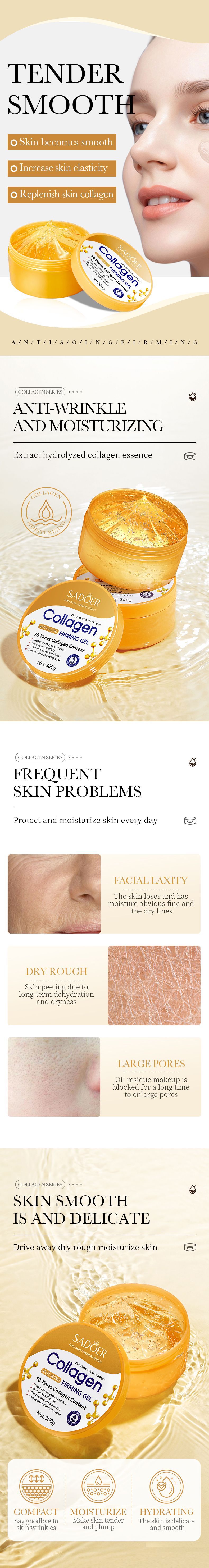 All-english Bone collagen Gel 300g SADOER Hydrating, Moisturizing, Firming and Nourishing Gel Cross-border export pic 1