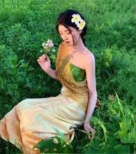 儿童傣族花儿舞蹈演出服装孔雀舞表演服艺考渐变修身鱼尾裙女童详情25