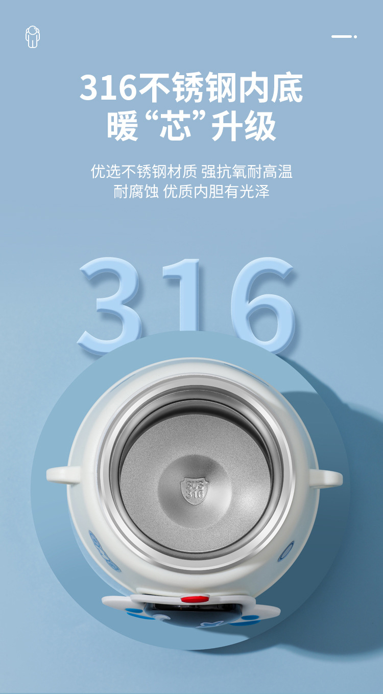 Cartoon astronaut big-belted insulated cup, high appearance level, internet-famous water cup, 316 stainless steel bouncing lid, cute straw cup pic 4