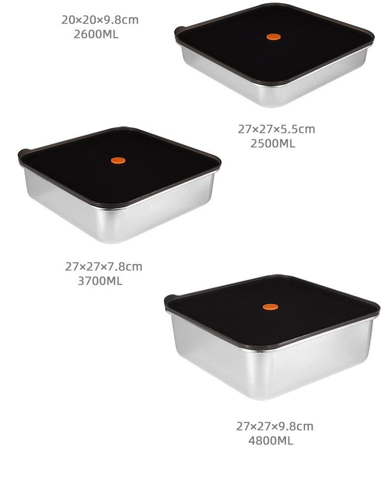 304 stainless steel food storage boxes, mutual exchange square lunch boxes, refrigerator food storage boxes, food storage boxes, frozen food boxes, stainless steel dumpling plates, lunch boxes, storage boxes, student lunch boxes, lunch boxes pic 16