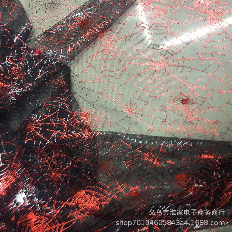 Factory direct sales of bright two-color spider web lace Halloween fabric background tablecloths, clothing accessories pic 15