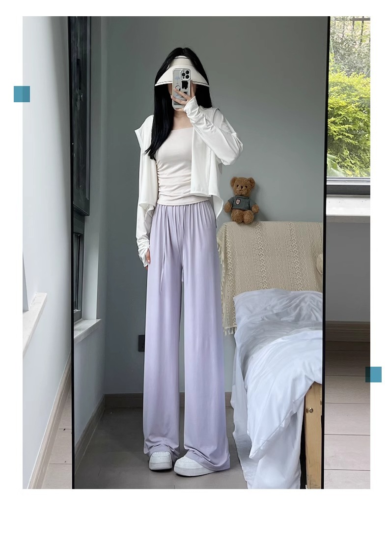 upf50+直筒防晒裤女春夏新款冰丝凉感锦纶休闲裤透气垂感阔腿长裤详情30