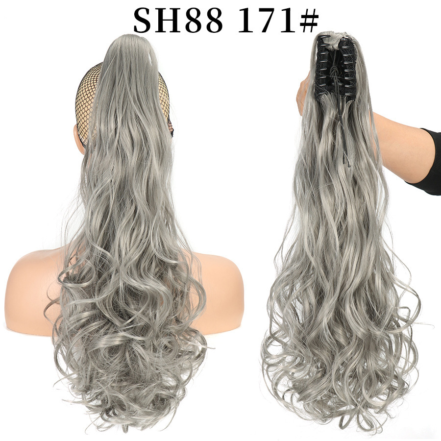 European and American style claw clip long curly hair, tiger mouth claw clip ponytail simulation wig, fluffy and natural ponytail pic 24