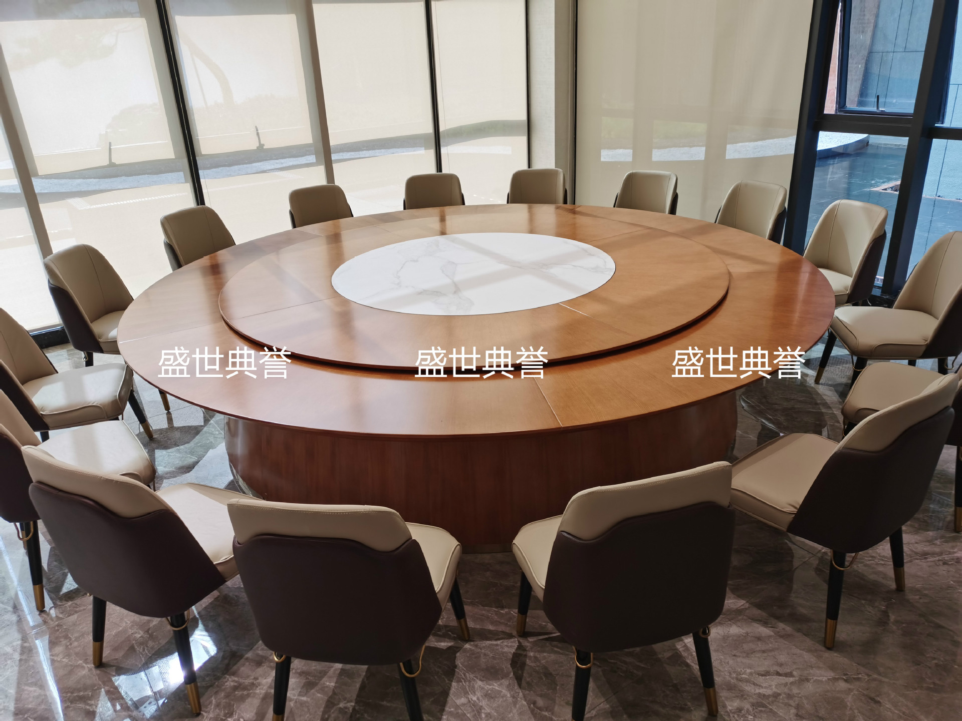 Nantong Seafood Hotel solid wood dining table, restaurant luxury private room, light luxury electric round table, club electric revolving table pic 24