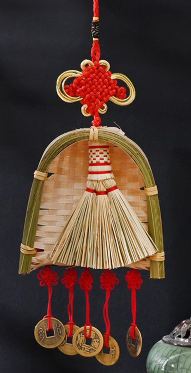 Copper coins, small brooms, dustpans, hanging ornaments, door decorations for moving into a new home, indoor hanging ornaments, TV wall decorations for the Qingming and Dragon Boat festivals pic 48