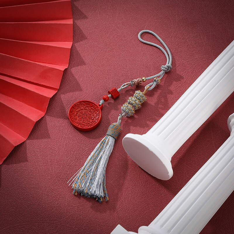 红砂车上挂件九宫八卦朱砂饰品莲花麦穗编织国潮挂饰汽车挂件通用详情3