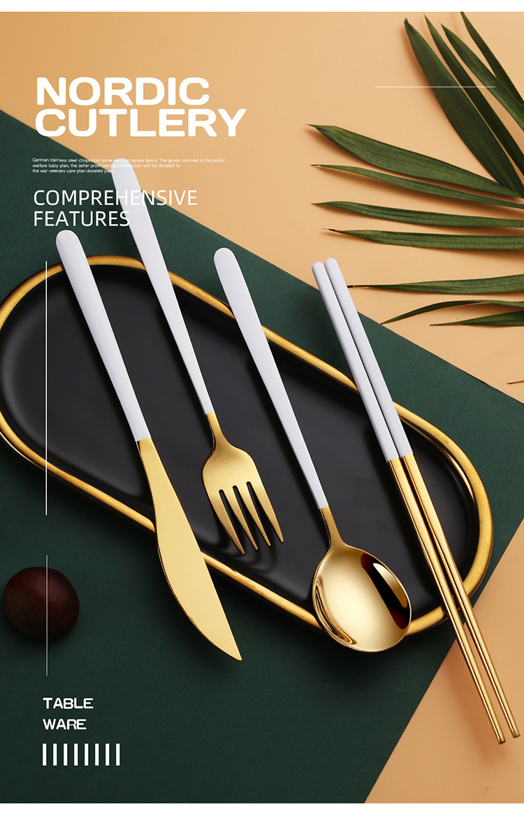 Wholesale 304 stainless steel portable tableware, student portable Korean-style knives, spoons, chopsticks, forks, spoons and chopsticks gift sets pic 28