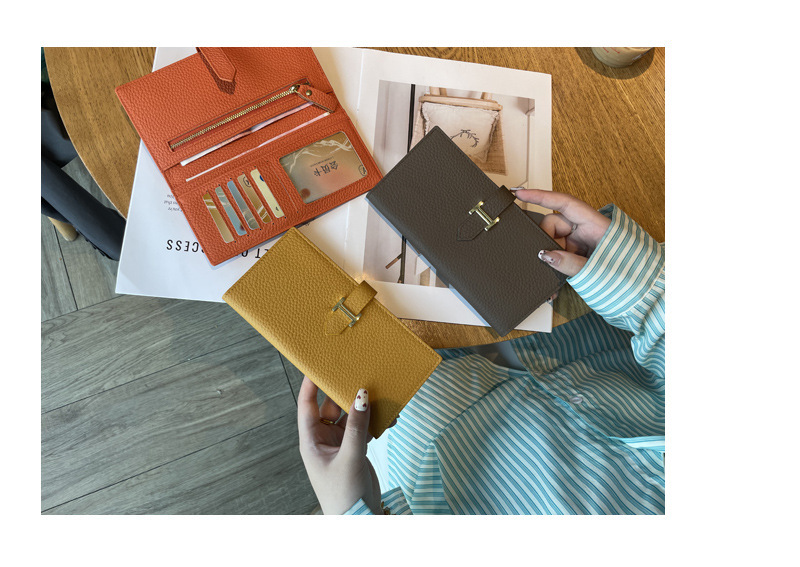 长款真皮女士钱包2024新款纯色大容量多功能折叠高档牛皮手机钱夹详情26