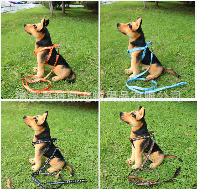 Wholesale patch dog leashes, printed dog chains, leashes, chest straps, small and medium-sized dog walking leashes, dog chains, collars pic 19