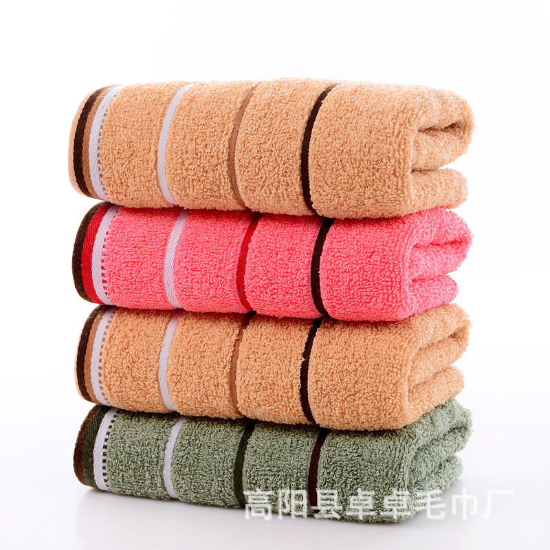 Wholesale of dark-colored parallel three-segment cotton towels in Gaoyang, thickened, street stall return gifts, factory supports consignment and customization pic 2