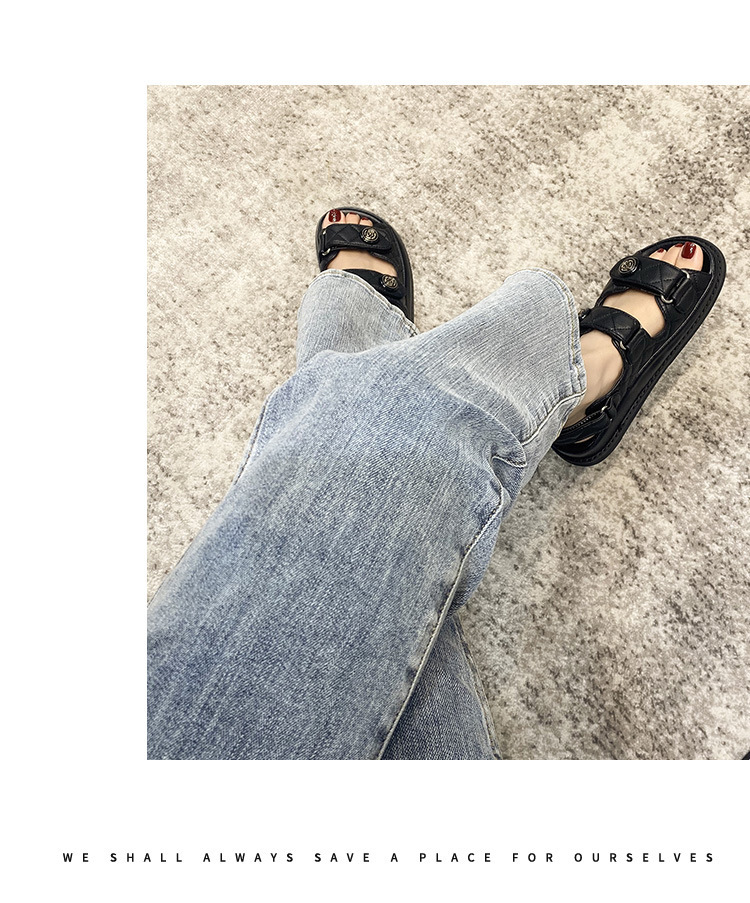 小香风凉鞋女2024新款仙女风真皮魔术贴夏新款百搭平底女鞋ins潮~详情7