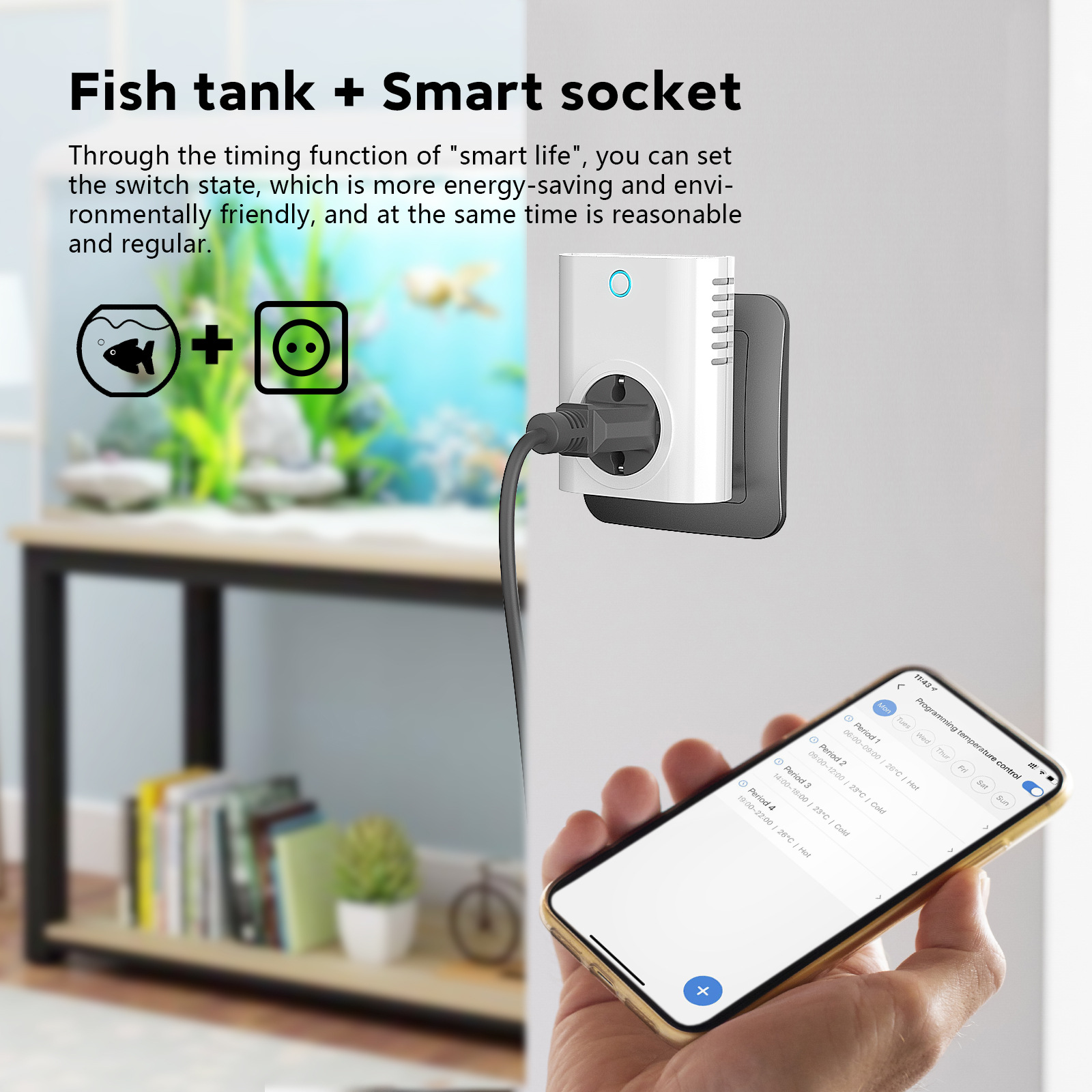 WiFi smart temperature-controlled electricity meter socket temperature control and electricity consumption statistics function pic 3