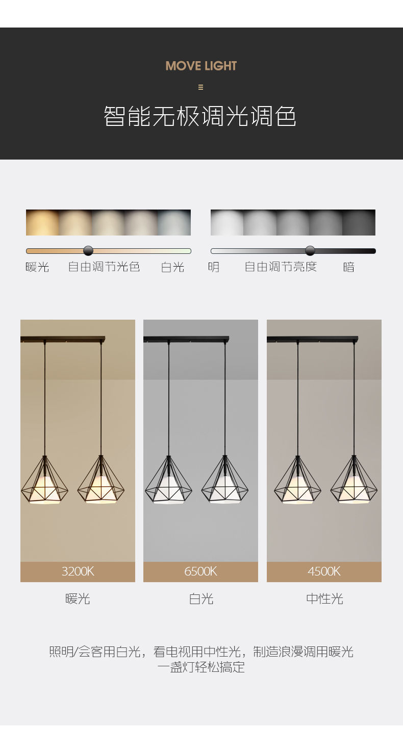 Restaurant chandelier, three-head table lamp, modern bar counter, small, simple and creative Nordic led dining room wholesale lighting fixtures pic 3