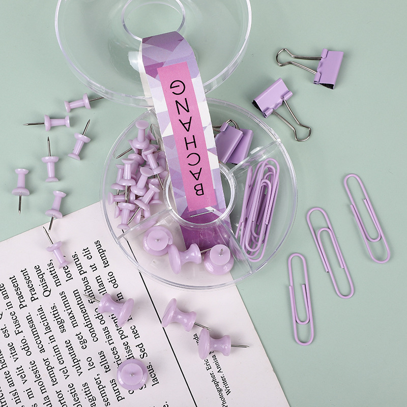 Macaron-colored paper clip keychain creative combination, colorful magnetic buckle rubber band long tail clip multi-functional set pic 2