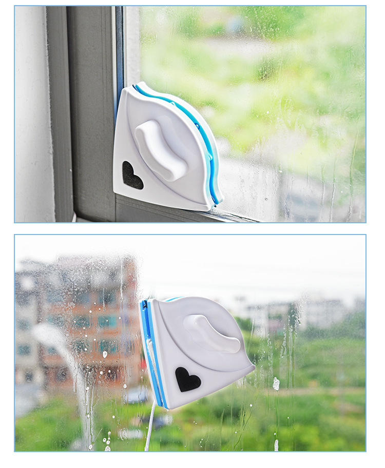 Double-sided glass window cleaner, triangular multi-functional double-sided magnetic glass cleaner, glass scraper pic 13