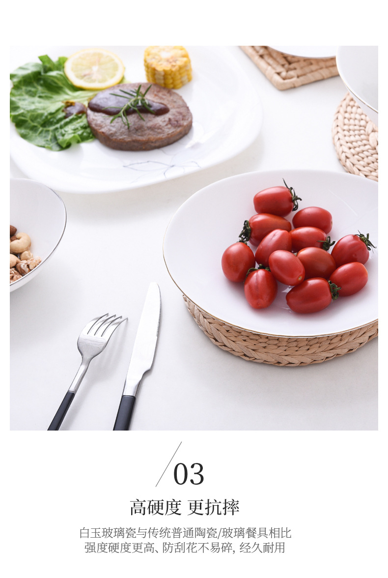 【白玉玻璃瓷纯白船形系列】雅致风格螺纹元宝碗沙拉碗详情12