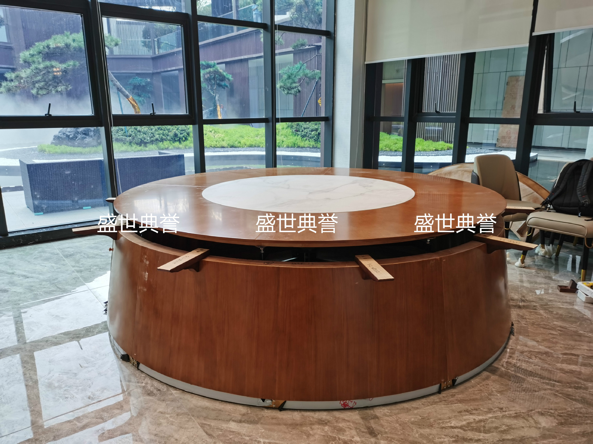 Nantong Seafood Hotel solid wood dining table, restaurant luxury private room, light luxury electric round table, club electric revolving table pic 9