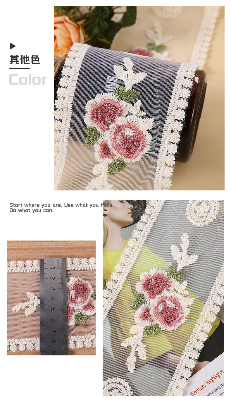 DIY handmade accessories for 9CM three-color embroidered lace double-sided set gauze bow curtains, hair clips and hair bands pic 7