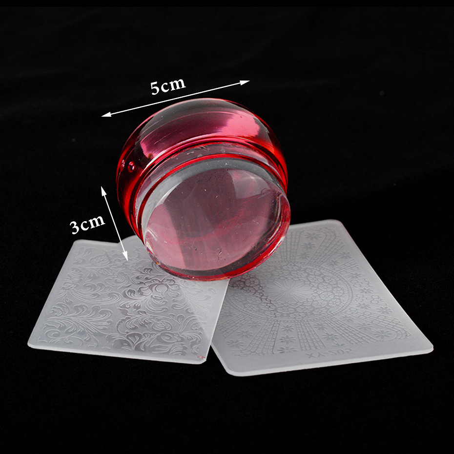 Cross-border nail art transparent transfer seal ins three-color with cap French nail art print seal tool with scraper pic 3