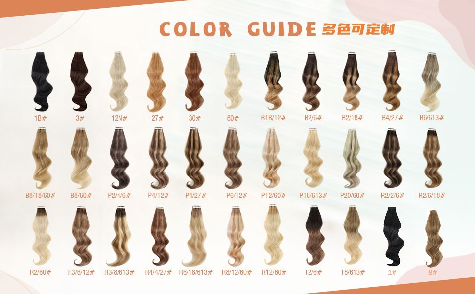 Factory stock real hair, brown hair extension strips, long straight hair, InvisibleTapeinhair, real hair film hair pic 13