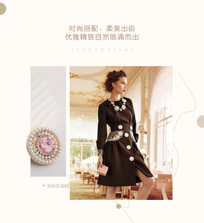 High-end button-down cashmere coat, suit jacket, Chanel style, luxurious diamond-encrusted rhinestone decoration, large buttons pic 4