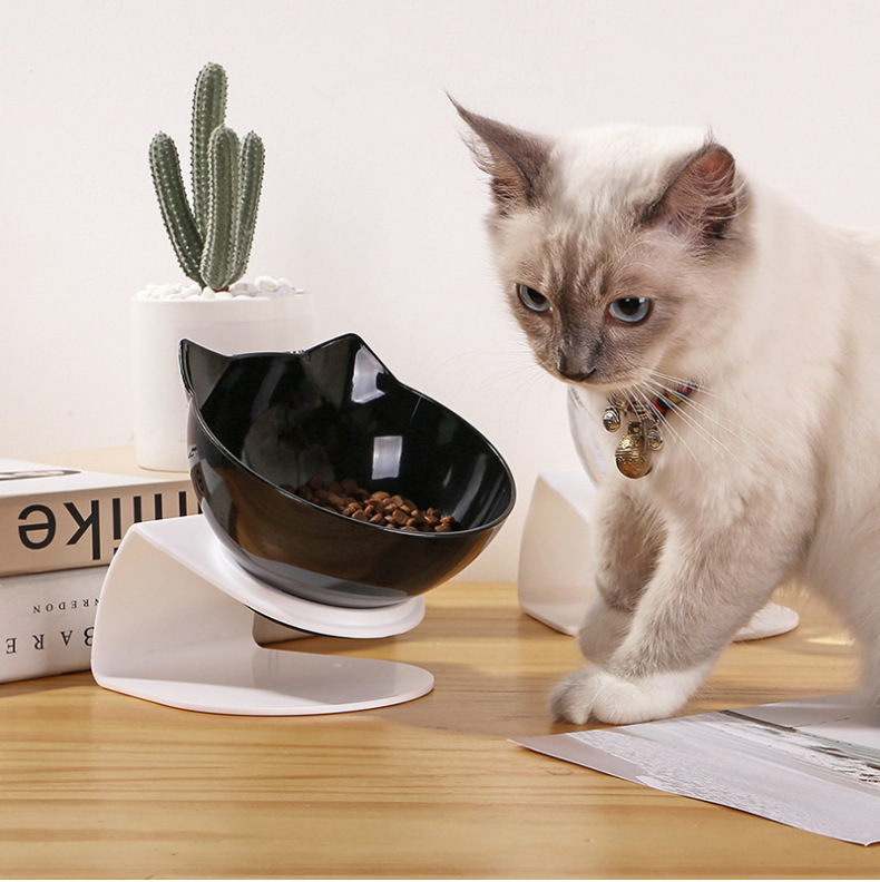 New slanted CAT BOWL, cat food bowl, cat ear bowl, slanted transparent single bowl, cat bowl, pet bowl in stock for wholesale pic 4