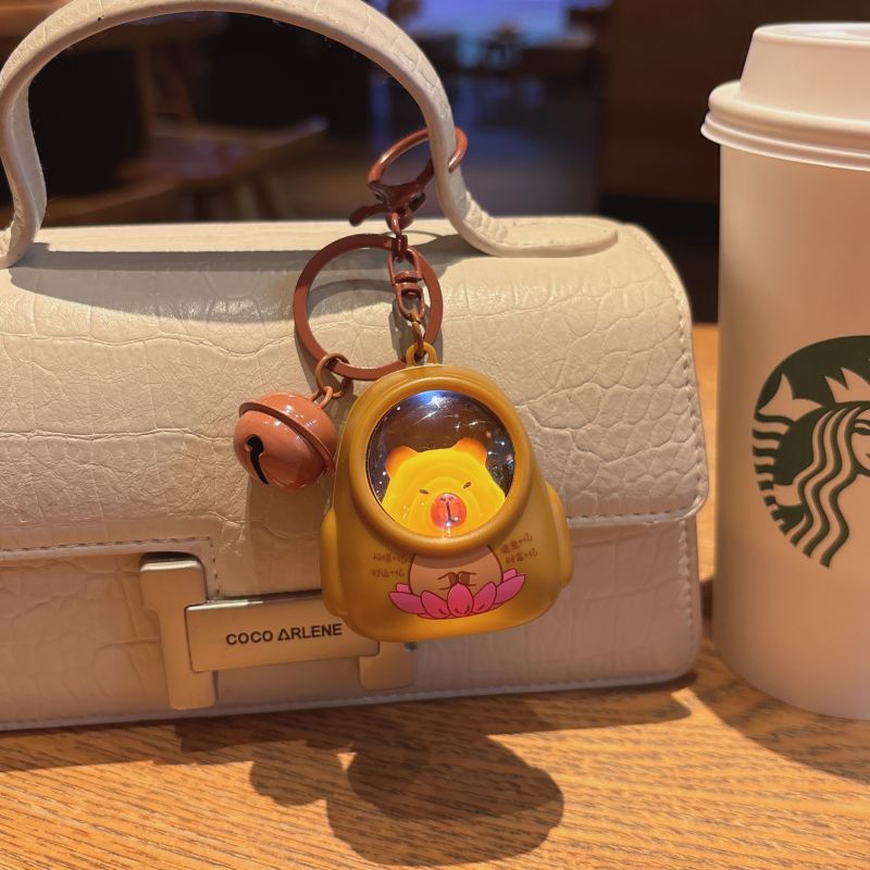 卡皮巴拉星空灯背包挂件发光书包情侣礼物挂饰迷你可爱背包钥匙扣详情9