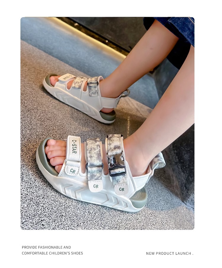儿童运动凉鞋2024夏季新款男童防滑包头沙滩鞋迷彩软底女童休闲鞋详情20