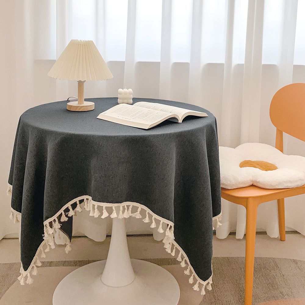 日式流苏棉麻桌布ins风小清新书桌装饰布氛围感圆桌茶几餐桌台布详情20