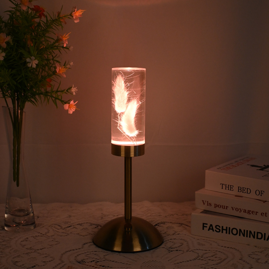 Nuevo immortalflower acrílico lámpara de mesa led creativo pequeña luz nocturna dormitorio lámpara de cabecera ambiente decoración pending crossover pic 15