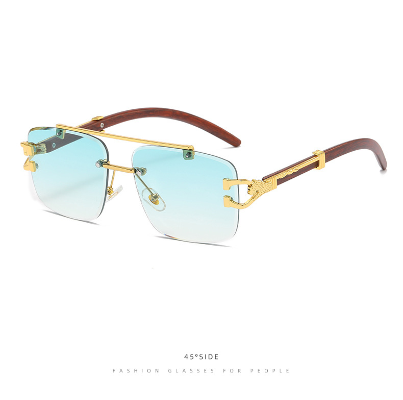 无边框太阳镜女复古方框木纹腿墨镜男ins潮双梁防紫外线太阳眼镜详情21