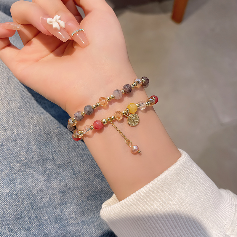 新中式手工水晶串珠手链女气质高级感情侣闺蜜手串多巴胺手饰批发详情8