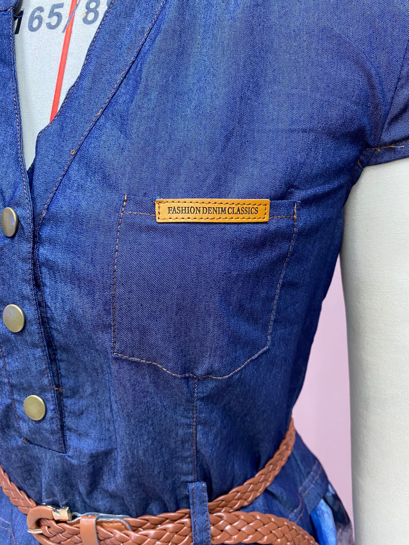 2024夏季新跨境欧美女装亚马逊连衣裙牛仔印花V领修身显瘦中长裙详情21