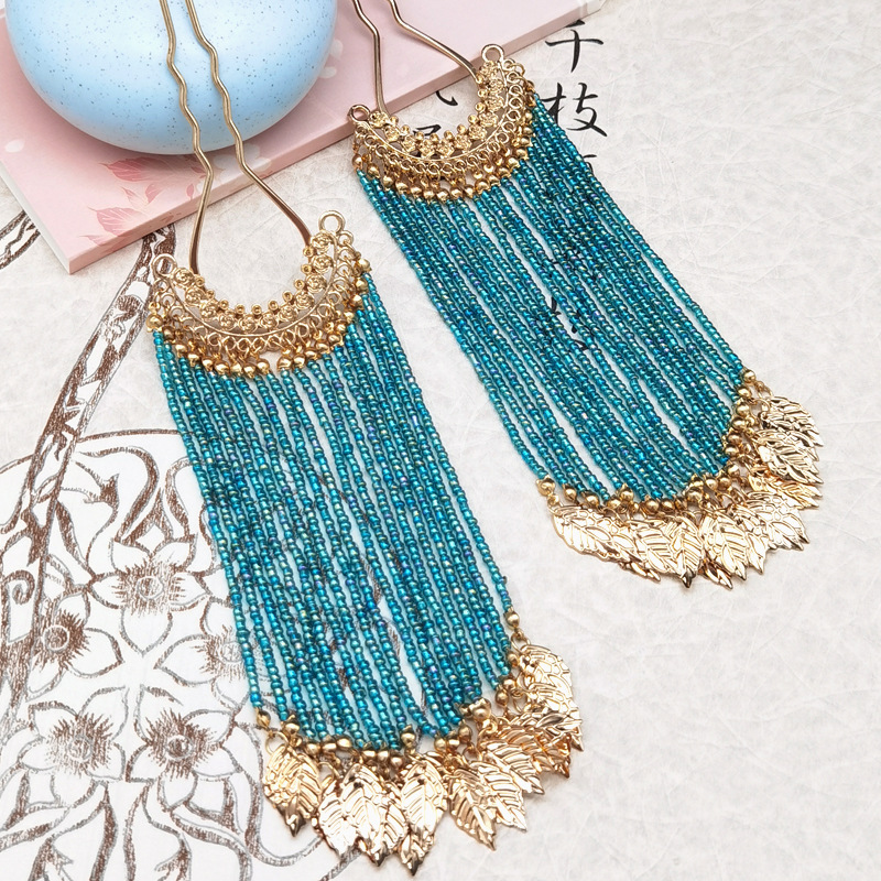 Ancient-style Hanfu with fringed hair, a back-pressing hairpin and headwear, Tang-style noble U-shaped hairpin and hairpin accessories, versatile for daily use pic 8