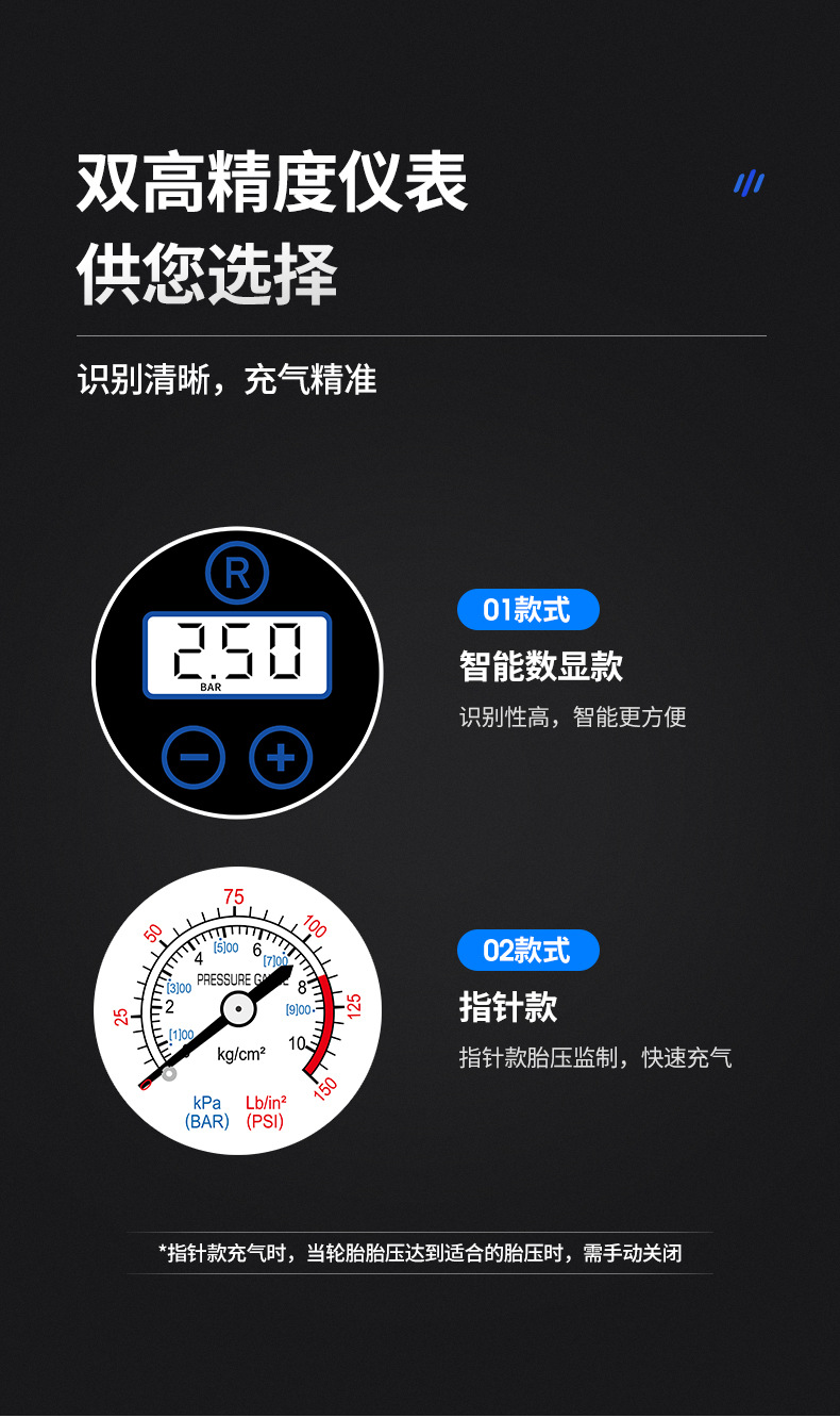 车载充气泵便携式汽车打气泵大功率手提电动轮胎气泵多功能打气筒详情15