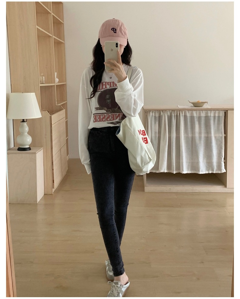 黑色打底小黑裤女秋季外穿2023新款紧身铅笔春秋魔术裤小脚牛仔裤详情27