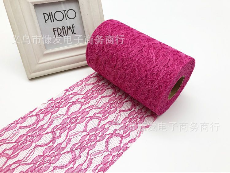 6-inch 25-yard orchid lace roll decoration material, diy fabric, wedding decoration supplies, American mesh roll pic 9
