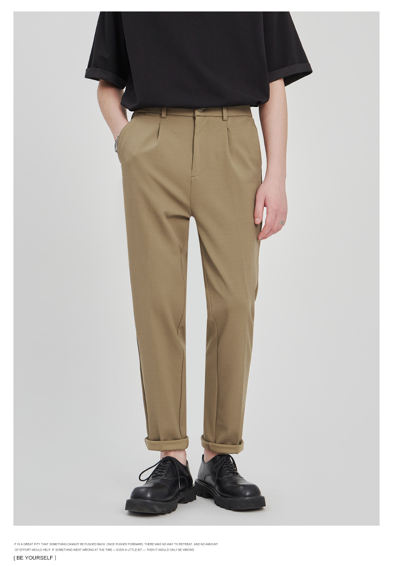 APO男装|宽松西裤男修身九分裤2024春夏抗皱直筒高级感休闲裤男详情12