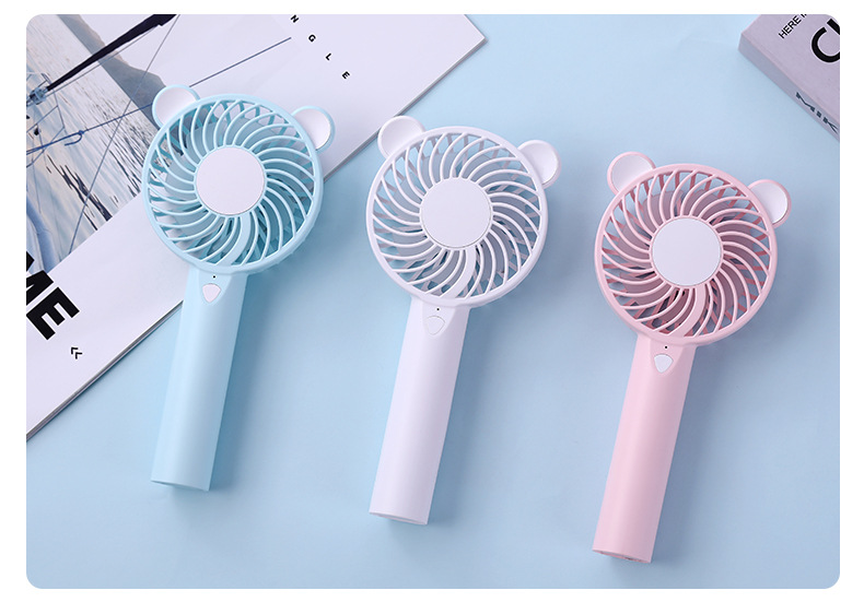 Cute and adorable bear seven-color light fan, summer light travel, USB charging, silent portable fan pic 19