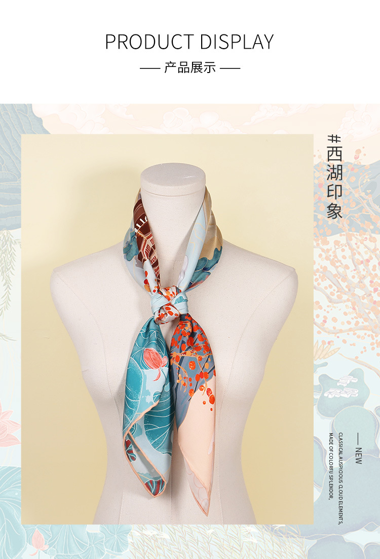 Double-sided digital silk large square scarf 90cm, Chinese style scarf, heavyweight 16mm mulberry silk scarf processing on behalf of others pic 34
