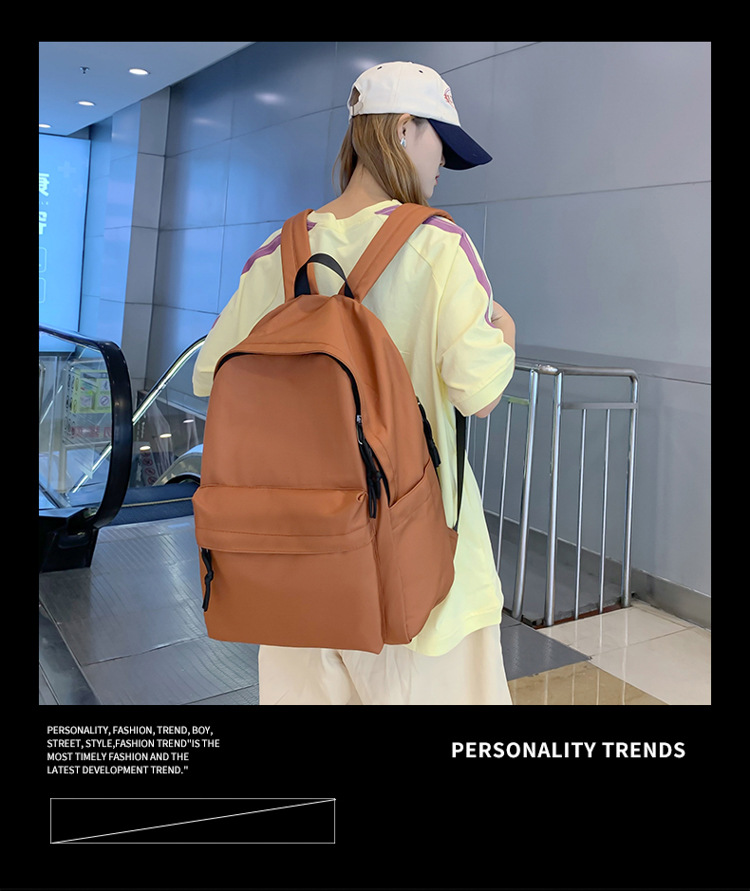 无印黑色书包男大学生 ins风日系简约男生背包初中高中生双肩包女详情2