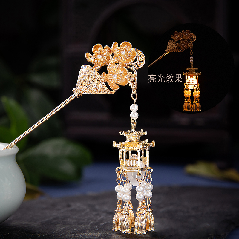 复古流苏宫灯发簪感发光簪子女古风头饰汉服发饰新鲜出炉百搭簪子详情21