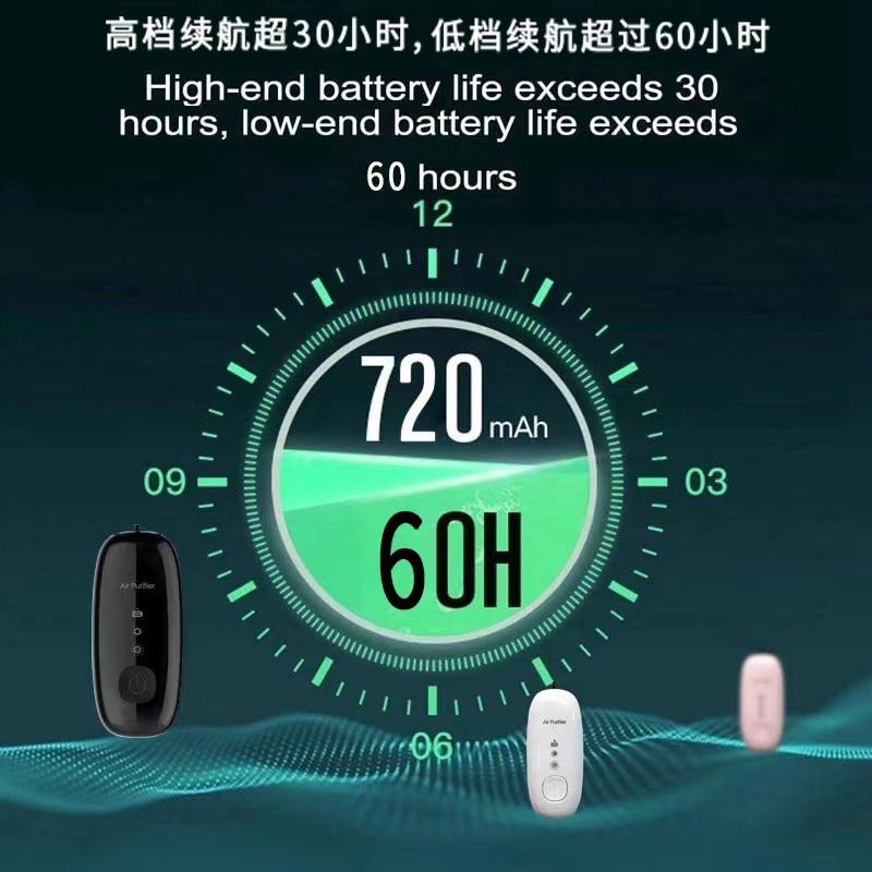 Portable neck negative ion air purifier generator, portable car, home mini smoke and dust removal necklace pendant pic 9