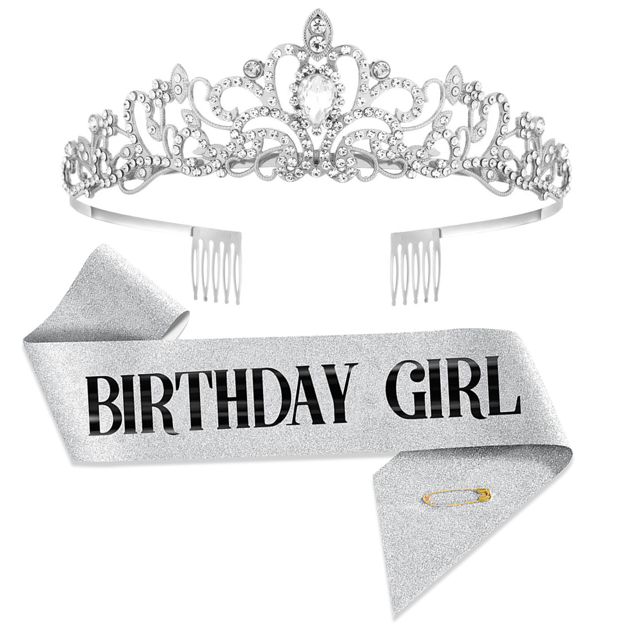 新款生日聚会皇冠肩带 女皇丝带套装女孩女王派对发饰 头饰现货详情5