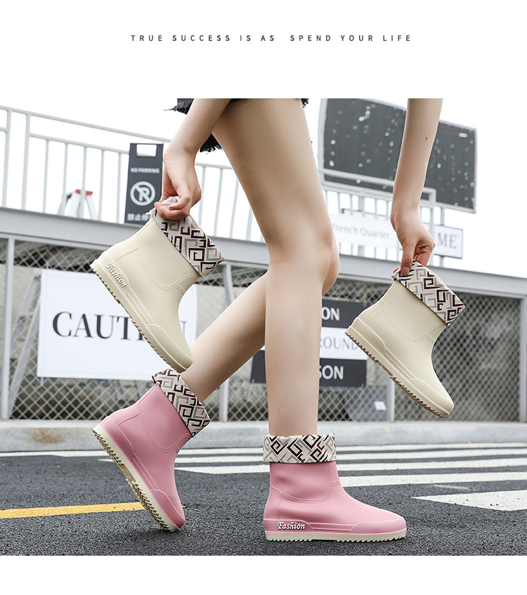 日系新款雨靴女士款短靴户外雨鞋厚底成人时尚款网红防滑加绒水鞋详情19