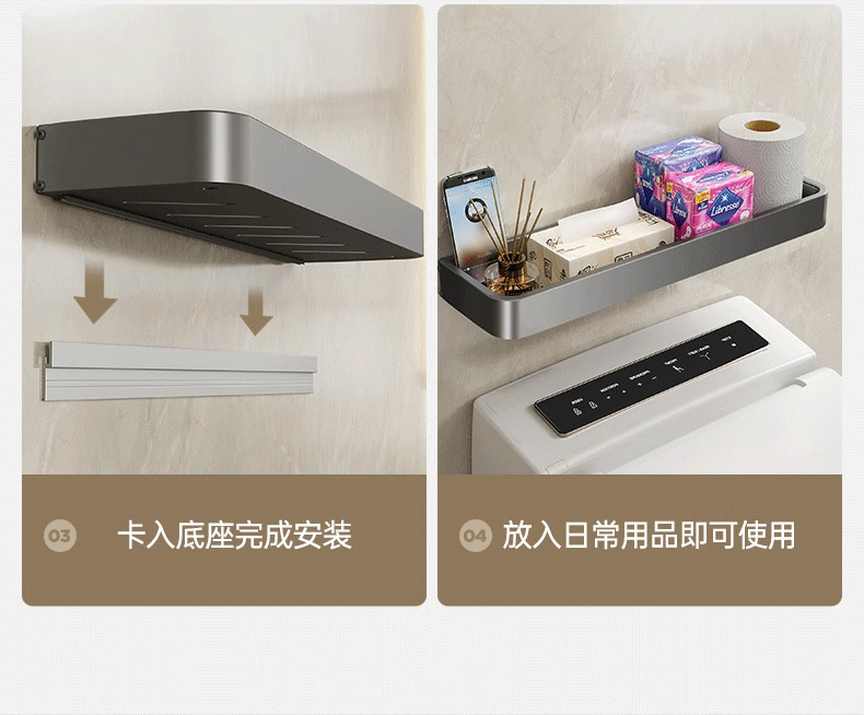 A multi-functional wall-mounted washbasin and toilet storage rack above the toilet rack pic 54