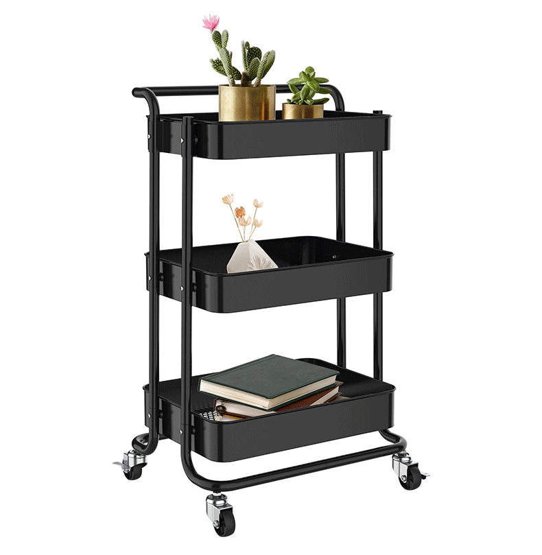 Mobile trolley, floor-standing, multi-level kitchen storage trolley, living room snack storage trolley, bathroom storage rack pic 13