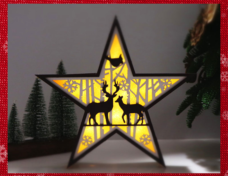 Creative Christmas decorative wood products, five-pointed star handcrafted wooden handicrafts, cross-border environmental atmosphere decorative lights pic 43