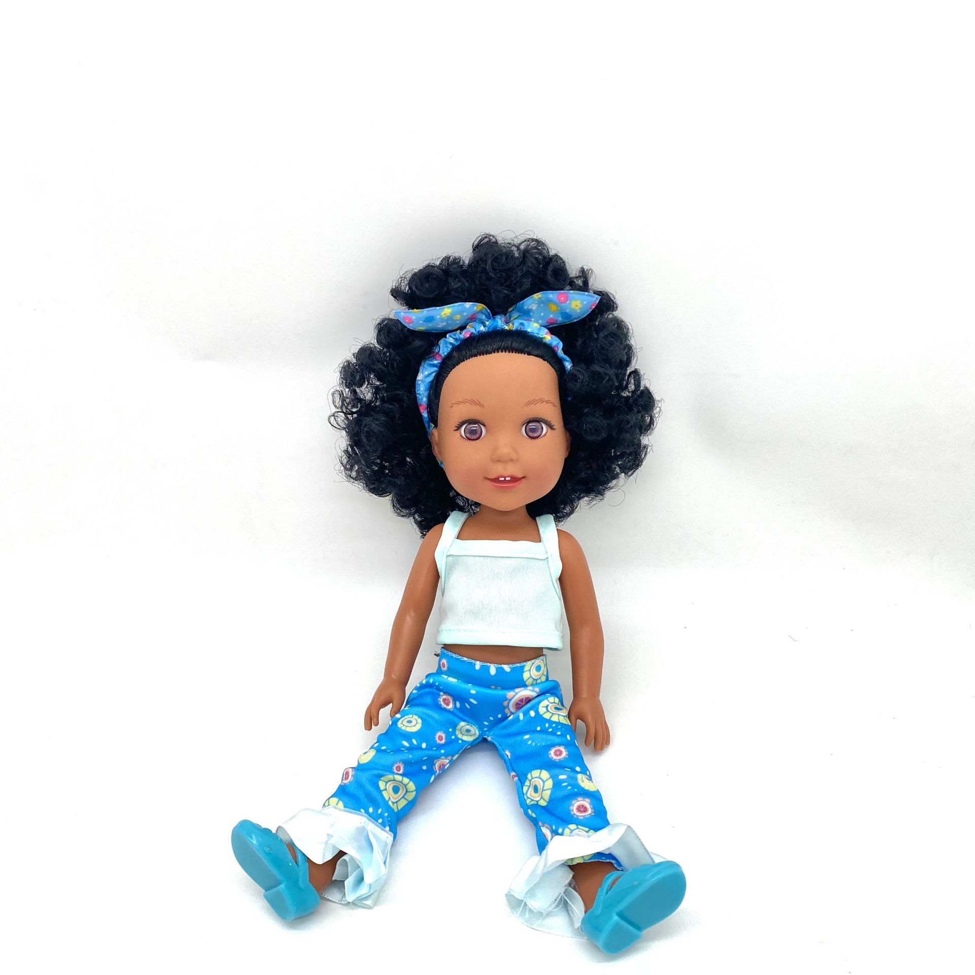 Wholesale of new cross-border 14-inch full-body vinyl 3D eye simulation black doll Black Girl toys pic 9